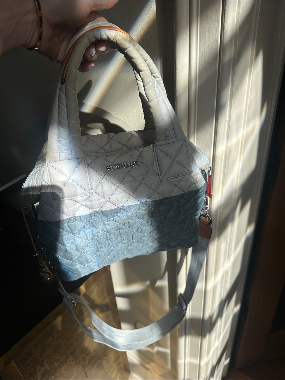 MZ Wallace Quilted Two-Tone blue Sutton Metro Tote sz Small - Picture 6 of 6
